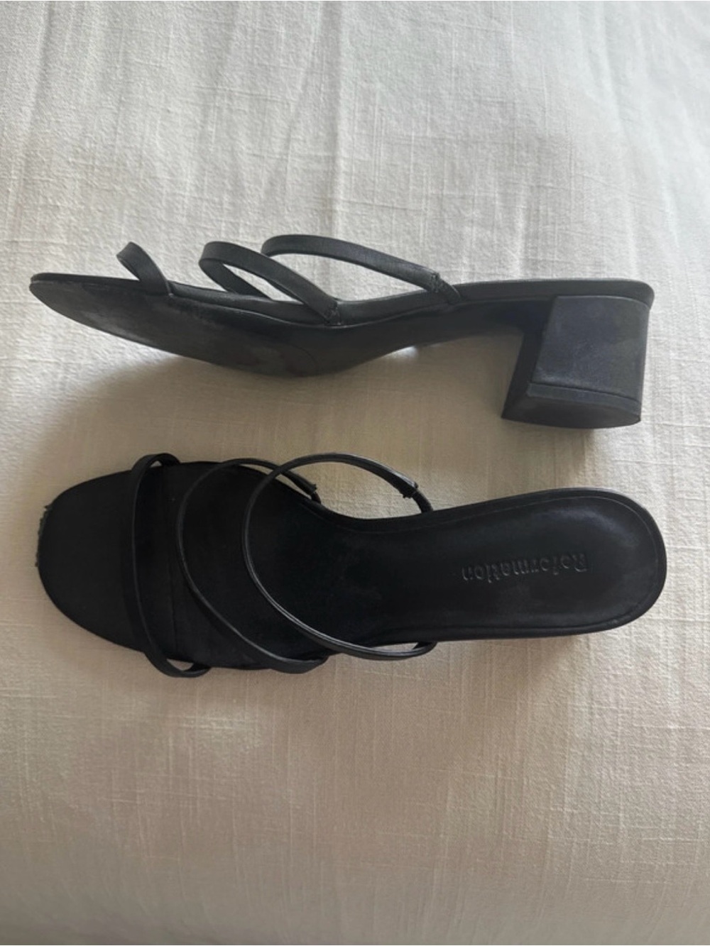 Black Strappy Block Heel Sandals - REFORMATION - size 8